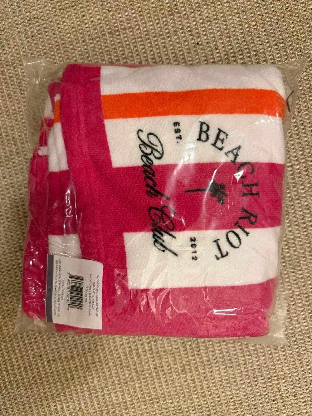 Beach Riot Pink, White & Orange Striped Beach Towel
